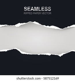 Seamless ripped paper and white background with space for text, vector art and illustration.