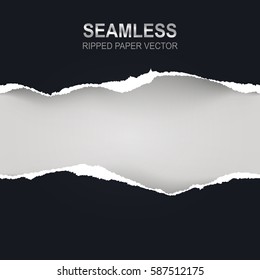 Seamless ripped paper and white background with space for text, vector art and illustration.