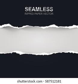 Seamless ripped paper and white background with space for text, vector art and illustration.