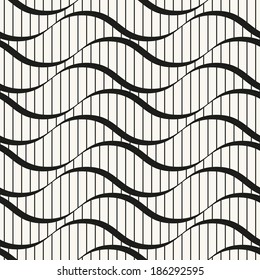 Seamless ripple pattern. Repeating vector texture. Striped waves. Graphic background