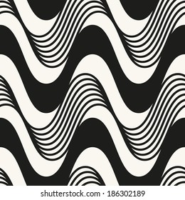 Seamless ripple pattern. Repeating vector texture. Striped waves. Graphic background