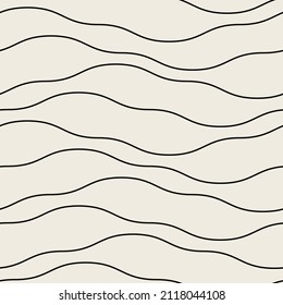 Seamless ripple pattern. Repeating vector texture. Wavy graphic background. Simple linear waves.