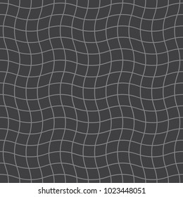 Seamless rippled grid pattern. Abstract geometric checkered mesh background.