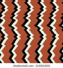 Seamless rippled lines pattern. Bright colorful zig zag ornament. Knitting texture. Abstract simple geometric background. Minimalist flat graphic textile print. Flat style.