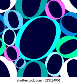 Seamless river stones pattern. Retro textile collection. Blue, green, white, pink on dark blue. Backgrounds & textures shop.