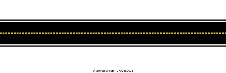 Seamless Road Marking on a White. Top View. Straight Highway. Vector ilustration.