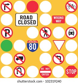 seamless road sings - vector illustration