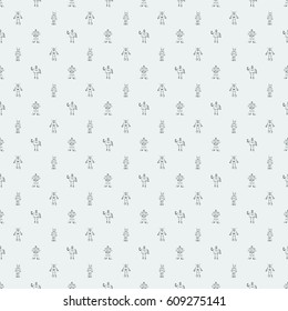 Seamless robot doodle pattern. The concept of science and the future. Cartoon style. Hand-drawn illustration.