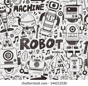 seamless robot pattern, illustrator line tools drawing