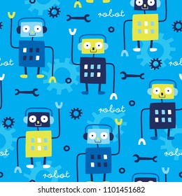 seamless robot pattern vector illustration