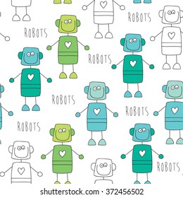 seamless robot pattern vector illustration