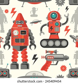 seamless Robot pattern,cartoon vector illustration 