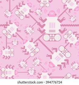 seamless Robot pattern,cartoon vector illustration