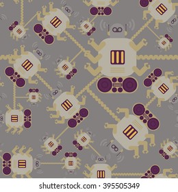 seamless Robot pattern,cartoon vector illustration