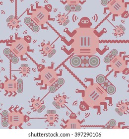 seamless Robot pattern,cartoon vector illustration