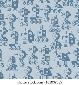 Seamless robots pattern in flat style.