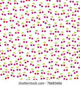 Seamless rockabilly cherry illustration pattern background in vector