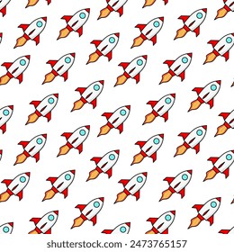 Seamless Rocket Pattern Background. Rocket Seamless Background. Rocket Pattern Seamless Design. 