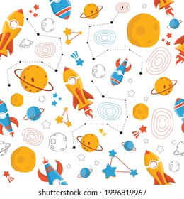 Seamless rocket patterns for baby, illustration for wrapping paper and scrapbooking, tshirt kids etc.