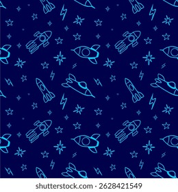 SEAMLESS ROCKET SPACE VECTOR PATERN 2