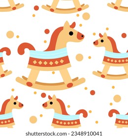 Seamless rocking horse seamless pattern. For cloth, wallpaper, wrapping, fabric, print , surface, baby shower design.