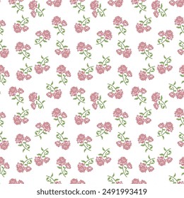seamless roes flower design pattern on white background vector
