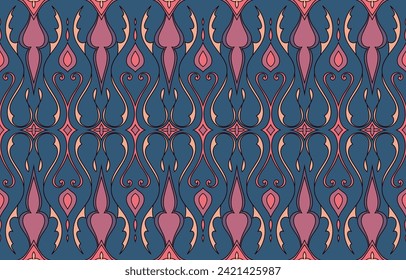 Seamless rolled floral ethnic tribal pattern for printing on fabric, tile, wallpaper.