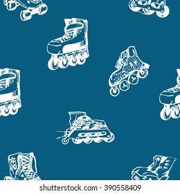 Seamless roller skating background pattern.Vector Illustration