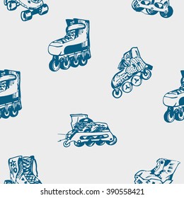 Seamless roller skating background pattern.Vector Illustration