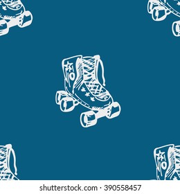 Seamless roller skating background pattern.Vector Illustration