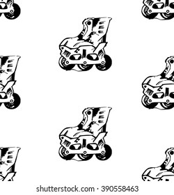Seamless roller skating background pattern.Vector Illustration