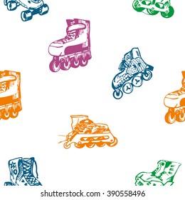 Seamless roller skating background pattern.Vector Illustration