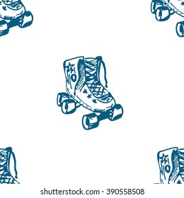 Seamless roller skating background pattern.Vector Illustration