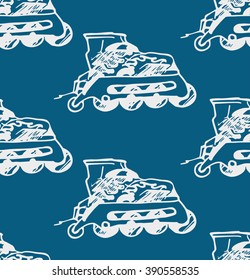 Seamless roller skating background pattern.Vector Illustration