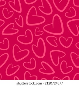 Seamless romance pattern with hand drawn hearts