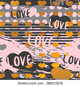 Seamless romantic background in modern style. Seamless romantic background for Valentine's Day. Decor invitations, paper for Valentine's Day. Romantic background with a pattern of pink hearts. Vector.