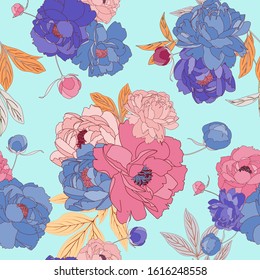 Seamless Romantic Bloom Roses Flower Wallpaper Design
