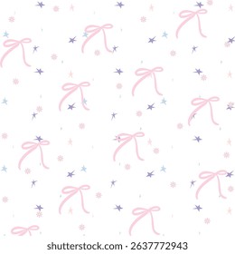 Seamless romantic bow and heart pattern background, ideal for wedding or birthday invitations, design element.