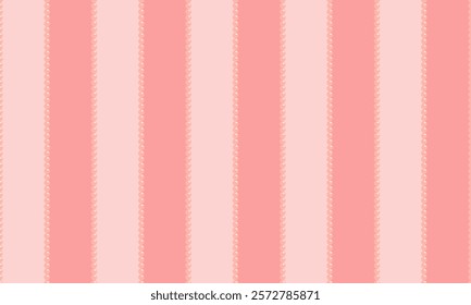 Seamless Romantic or childish pink striped background. Delicate stripes with pink pearls. The style is a coquette of the 40-50s. Retro style. Vector illustration.