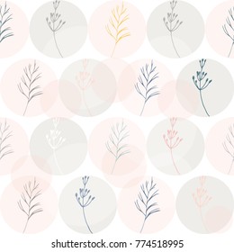 Seamless romantic floral pattern with circles.