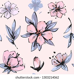 Seamless romantic floral pattern on a tender background
