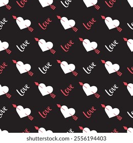 Seamless Romantic Heart and Arrow Love in Air Art. Ideal for romantic themes, Valentine Day, or love-related projects.The design is perfect for use as backgrounds, wrapping paper, or textile prints.