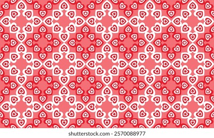 Seamless romantic heart design in red and white, perfect for Valentine's Day cards, wallpapers, and gift wraps.