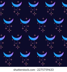 Seamless Romantic Magic Textile Swatch Idea Pattern Background Seamless Fabric Textile Swatch Background with Gradient Magic Symbol Element Icon Template