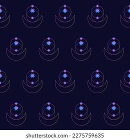 Seamless Romantic Magic Textile Swatch Idea Pattern Background Seamless Fabric Textile Swatch Background with Gradient Magic Symbol Element Icon Template