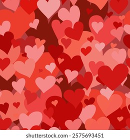 Seamless romantic pattern with coloured hearts. Seamless hearted texture. Valentine's Day background