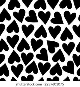 Seamless romantic pattern with cute hand drawn hearts. Design for Valentine's Day, vector illustration