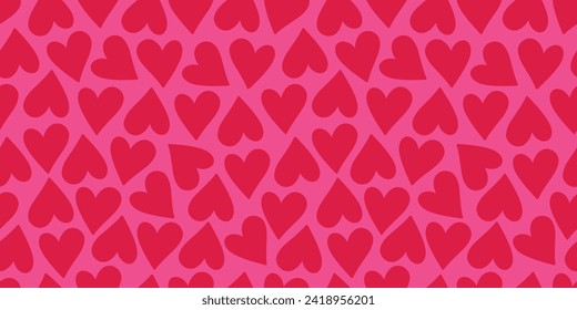Seamless romantic pattern with cute hand drawn hearts. Design for Valentine's Day, vector illustration