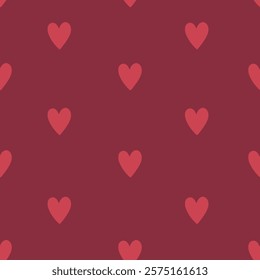 Seamless romantic pattern with cute hand drawn hearts. Scandinavian design style, illustration for textile, manufacturing. Design for Valentine's Day, vector illustration