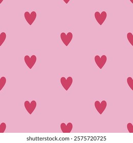 Seamless romantic pattern with cute hand drawn hearts. Scandinavian design style, illustration for textile, manufacturing. Design for Valentine's Day, vector illustration